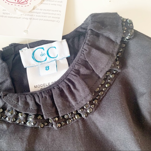 C de C New Viscose Black Beaded Peter Pan Collar Top NWT - Picture 3 of 15